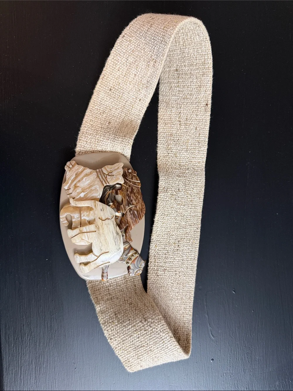 Beige Elephant Carved Fabric Wristband Smart Accessory